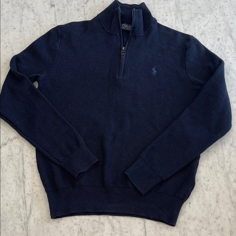 Polo by Ralph Lauren Men's Dark Blue Half Zip-Up Sweater